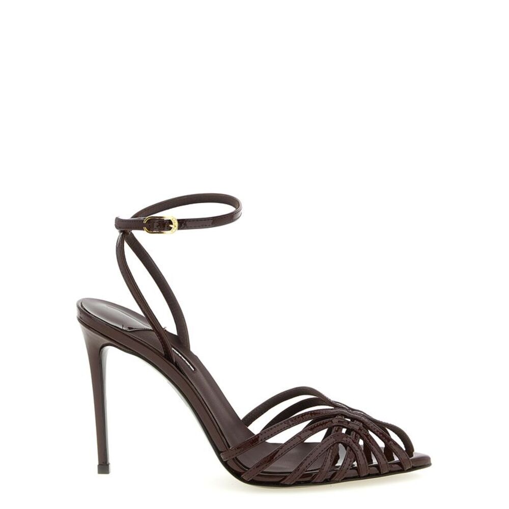 LE SILLA Brown Calfskin Stiletto Heel Women's Sandals